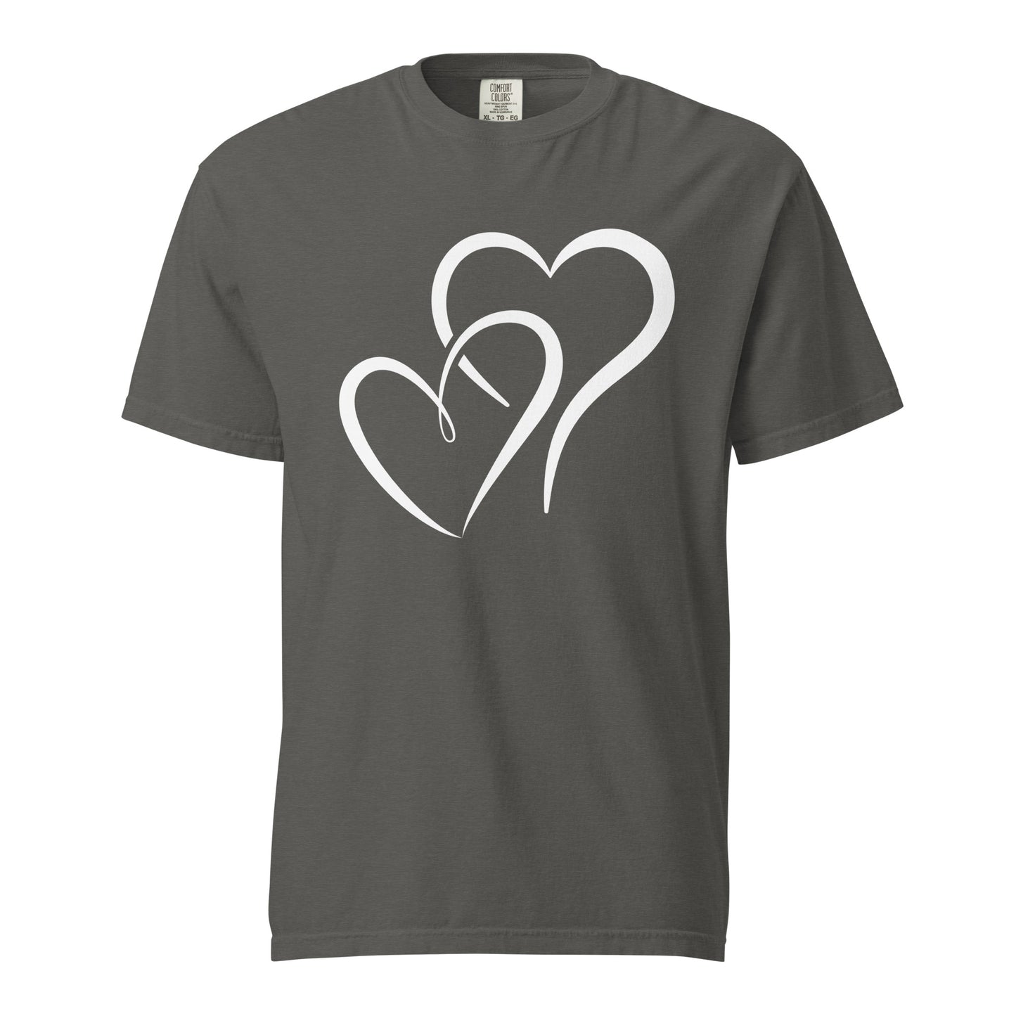 Hand Drawn Overlapping Hearts Black Colour | Unisex Garment-Dyed Heavyweight T-Shirt | Comfort Colors 1717