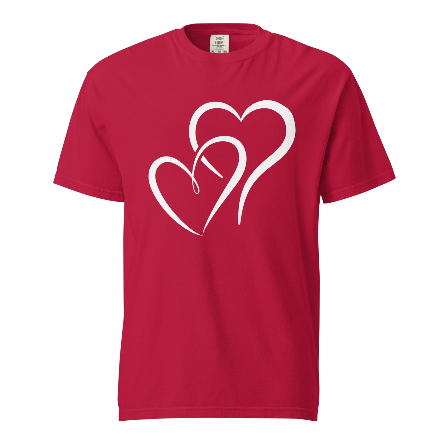 Hand Drawn Overlapping Hearts Black Colour | Unisex Garment-Dyed Heavyweight T-Shirt | Comfort Colors 1717