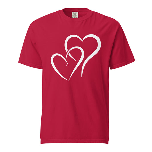 Hand Drawn Overlapping Hearts Black Colour | Unisex Garment-Dyed Heavyweight T-Shirt | Comfort Colors 1717
