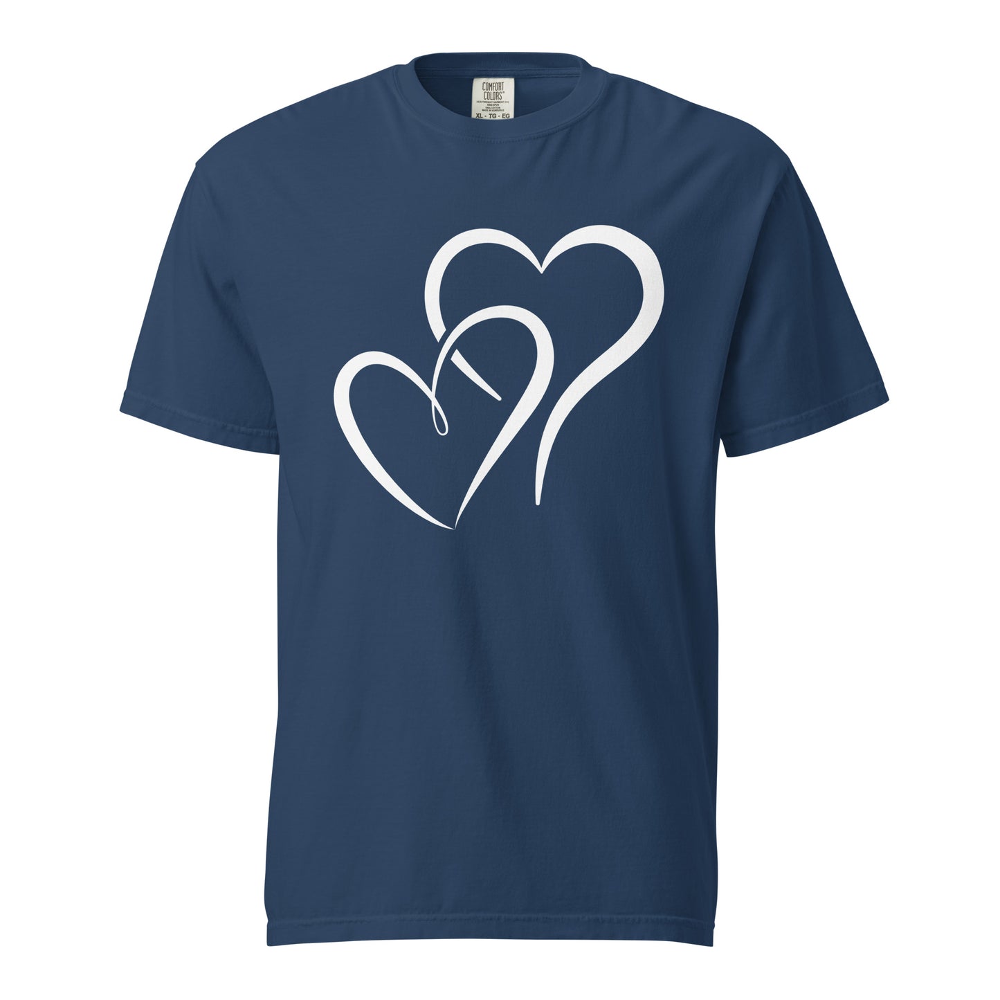 Hand Drawn Overlapping Hearts Black Colour | Unisex Garment-Dyed Heavyweight T-Shirt | Comfort Colors 1717
