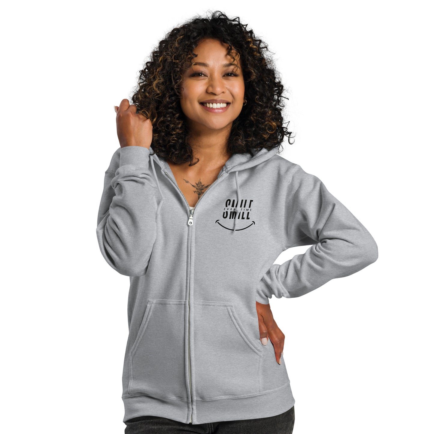 Unisex heavy blend zip hoodie - smile every time - print to demand