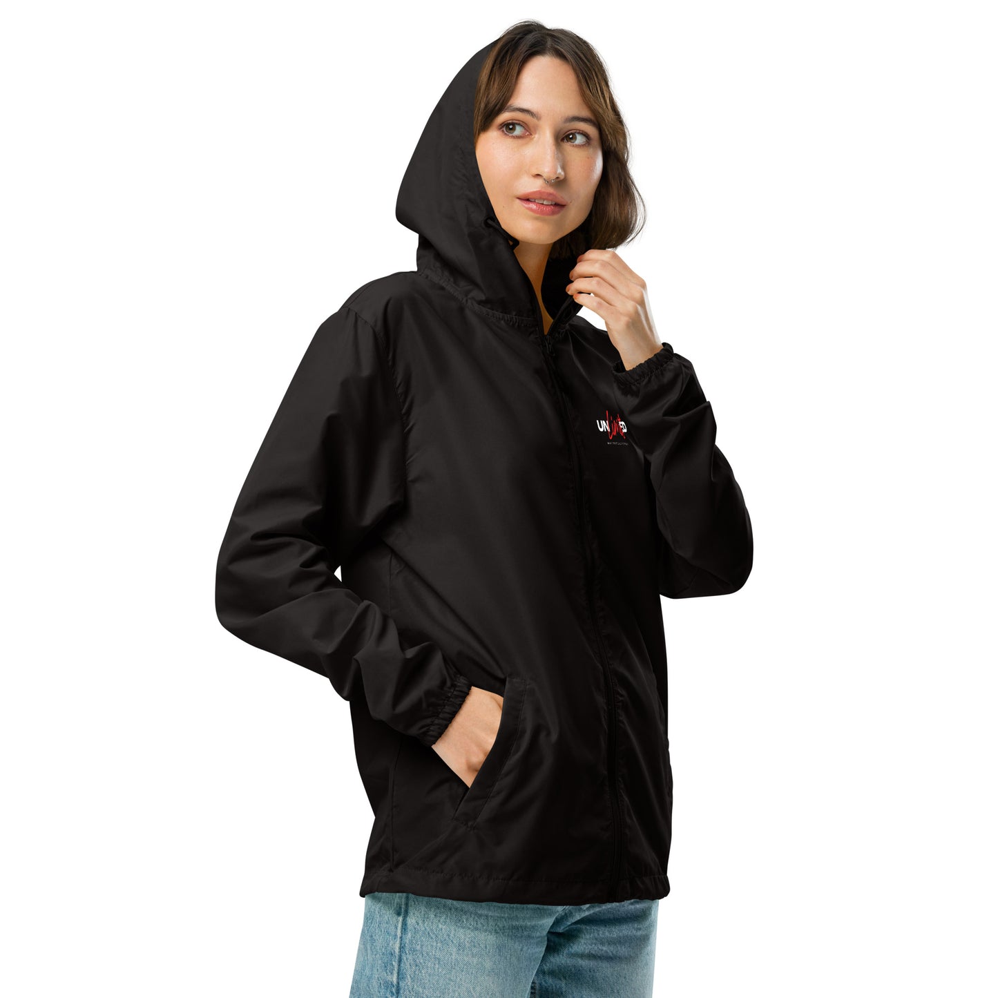 Unisex lightweight zip up windbreaker -  | unlimited make everything possible | print on demand