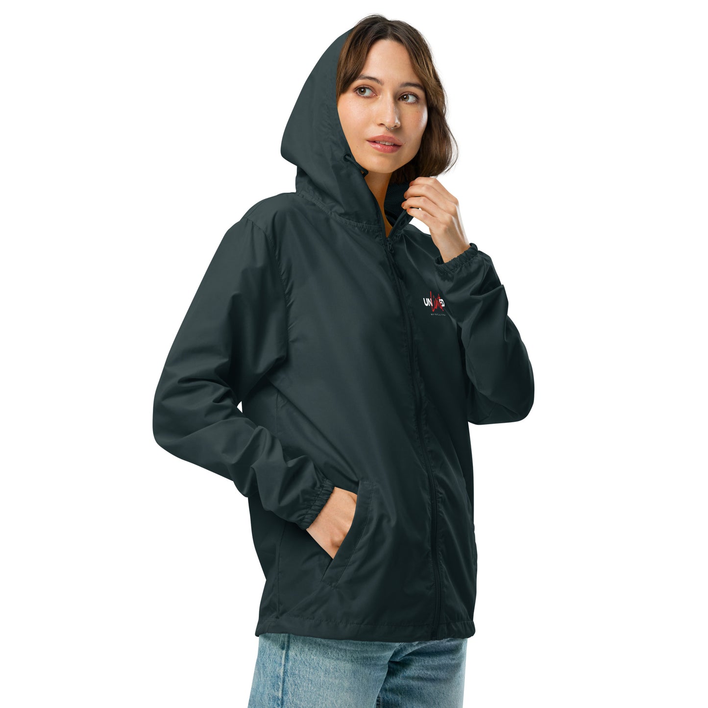Unisex lightweight zip up windbreaker -  | unlimited make everything possible | print on demand