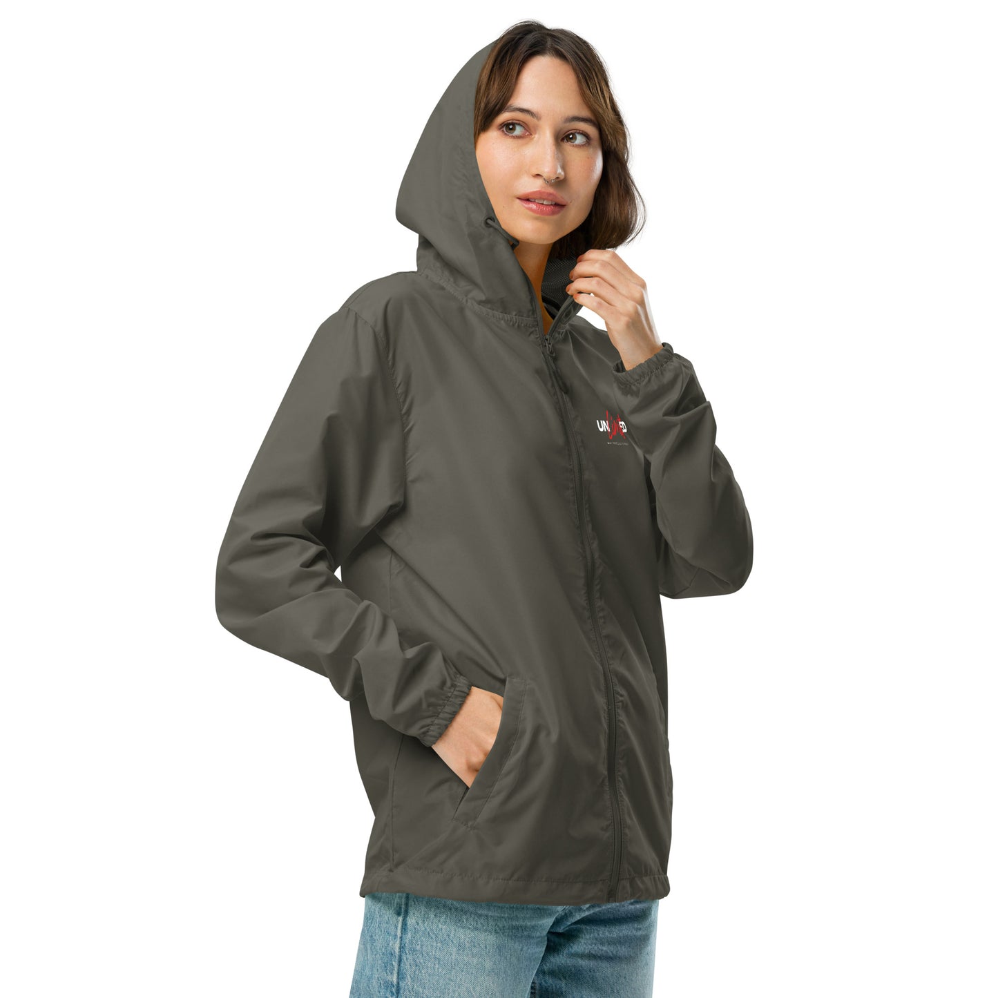 Unisex lightweight zip up windbreaker -  | unlimited make everything possible | print on demand