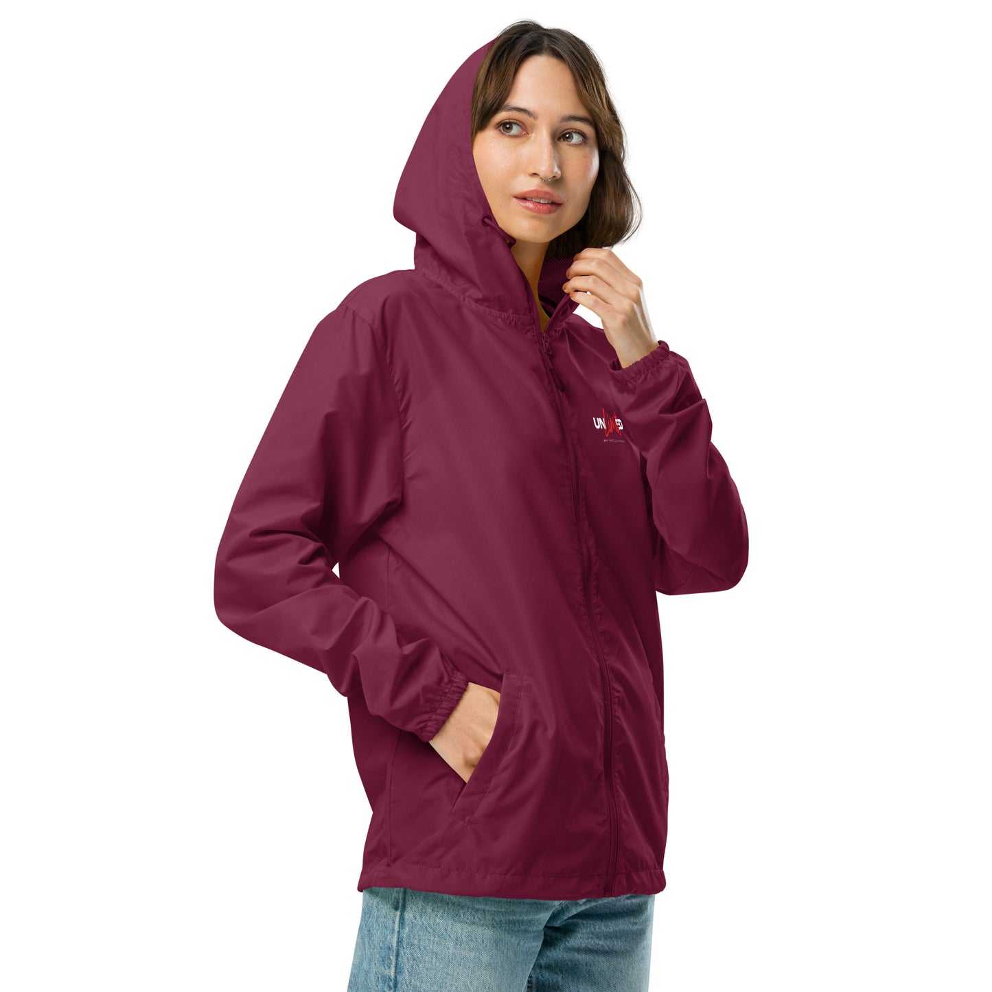 Unisex lightweight zip up windbreaker -  | unlimited make everything possible | print on demand