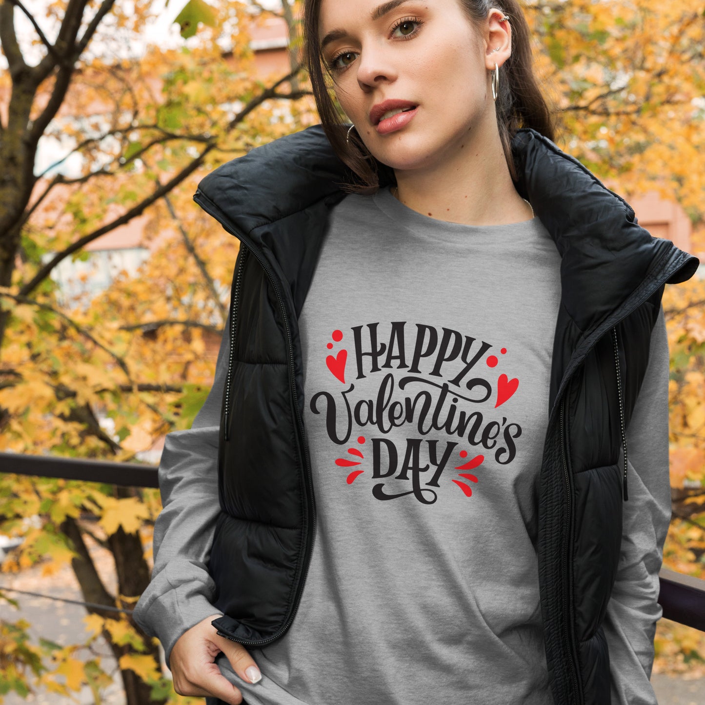 happy valentine's day |  Unisex Long Sleeve Tee | Bella + Canvas 3501