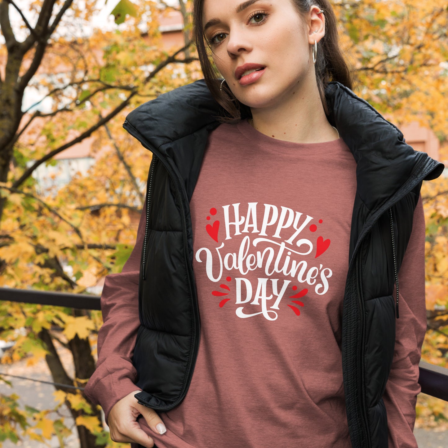 happy valentine's day |  Unisex Long Sleeve Tee | Bella + Canvas 3501