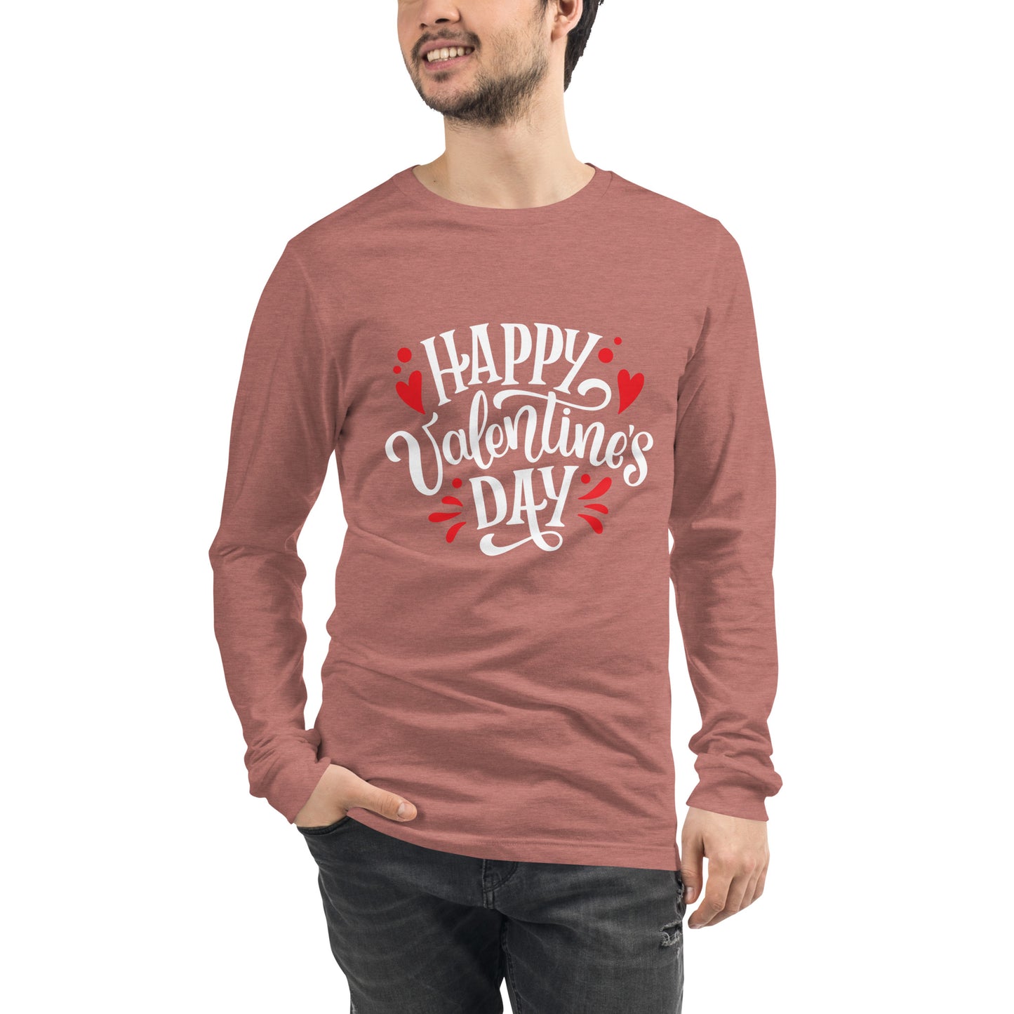 happy valentine's day |  Unisex Long Sleeve Tee | Bella + Canvas 3501