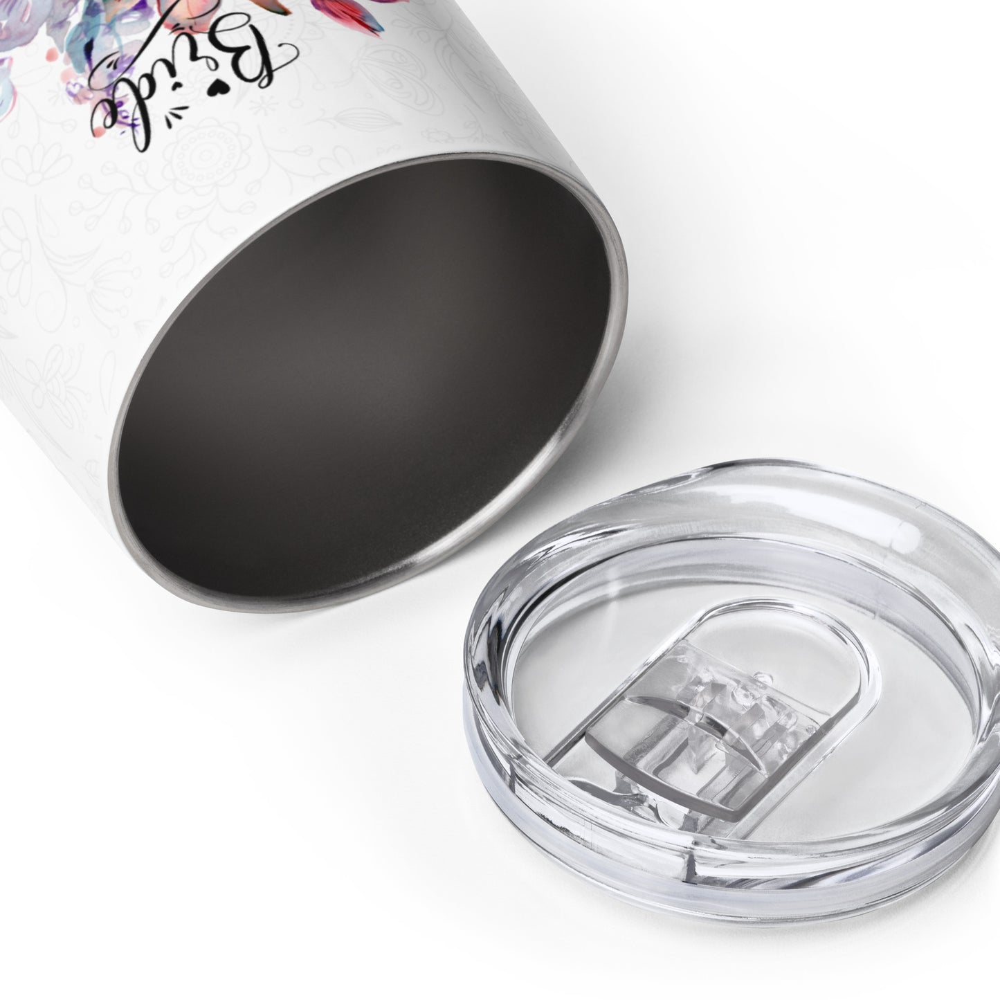 Wine tumbler - bride flower design - print on demand
