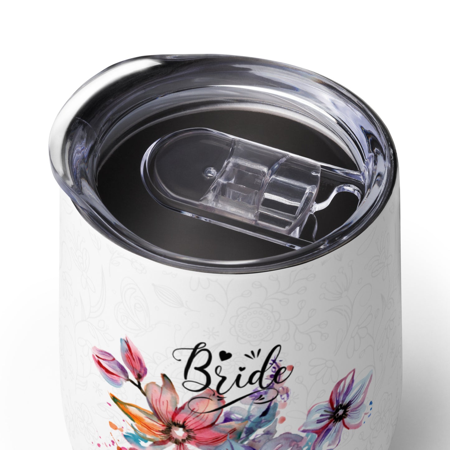 Wine tumbler - bride flower design - print on demand