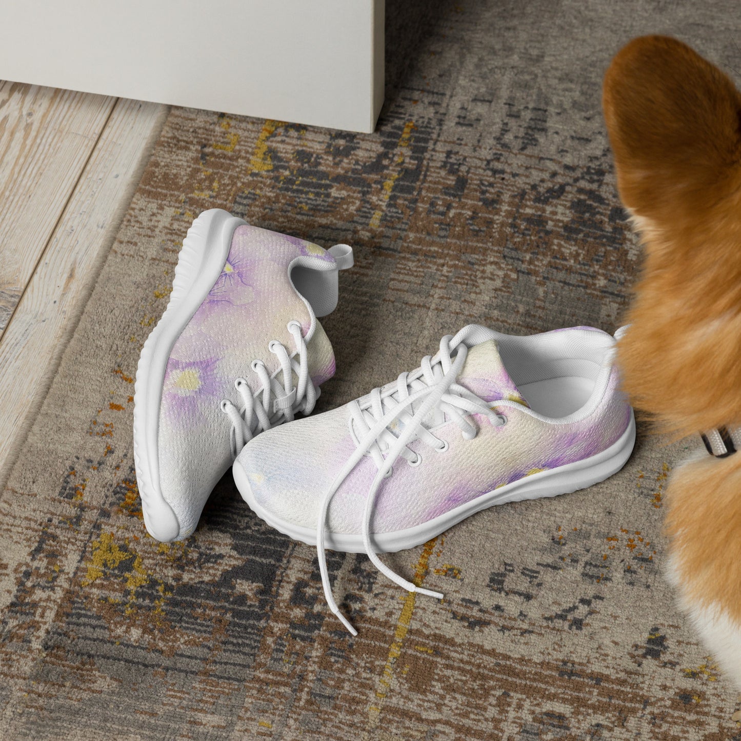 Women’s athletic shoes | Violet Flowers Background | print your demand