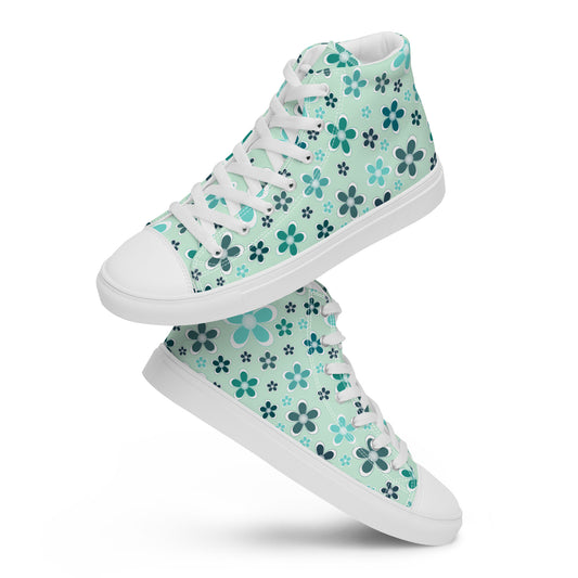 Women’s high top canvas shoes  - Flower Pattern - print on demand