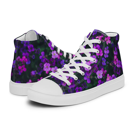Women’s high top canvas shoes - flower design - print on demand