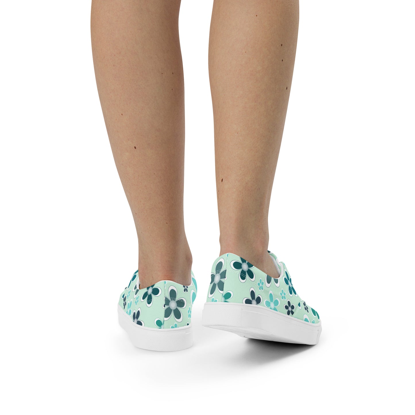 Women’s lace-up canvas shoes - Flower Pattern - print on demand