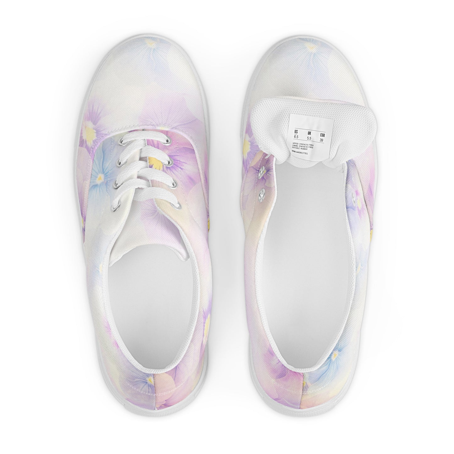 Women’s lace-up canvas shoes  | Violet Flowers Background | print your demand