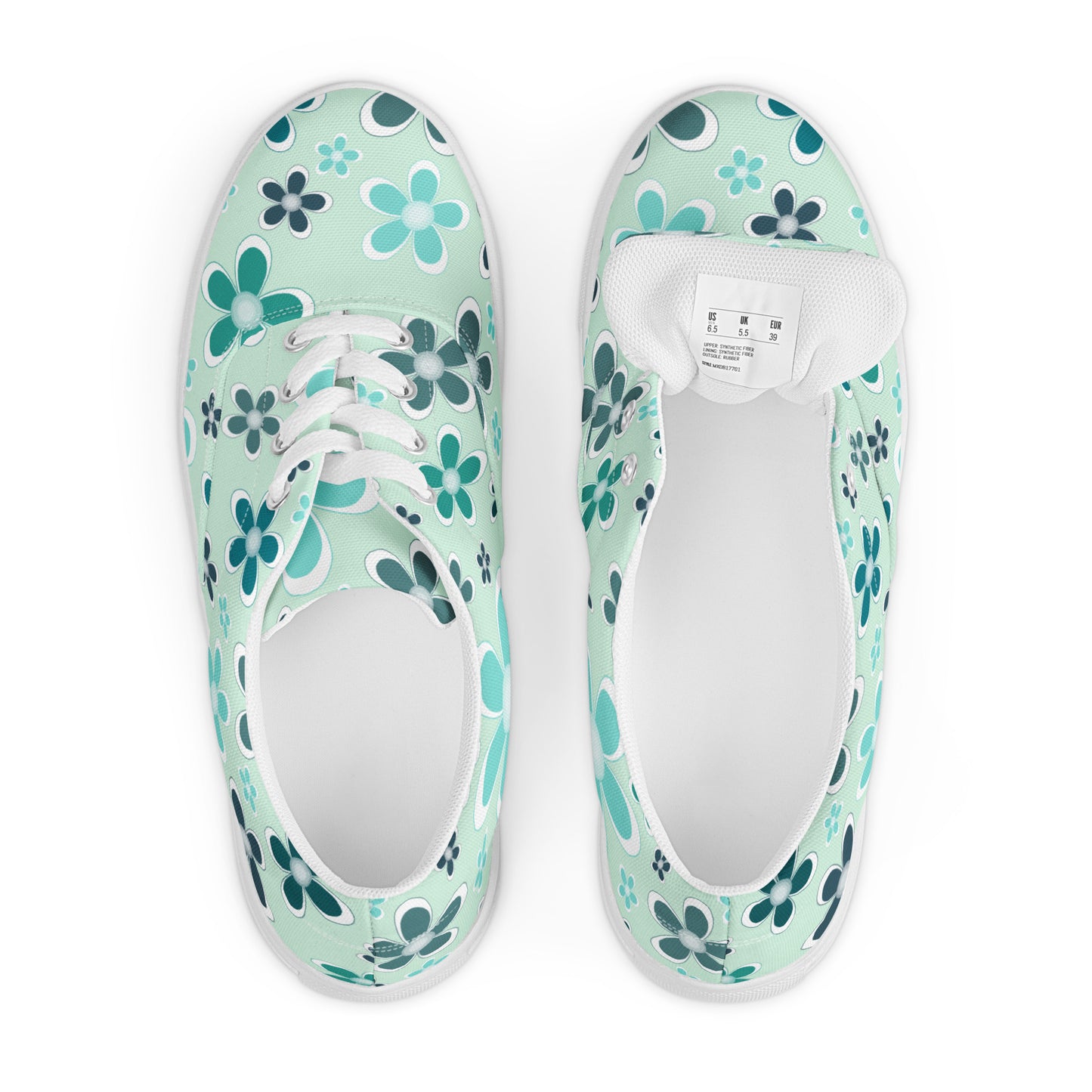 Women’s lace-up canvas shoes - Flower Pattern - print on demand