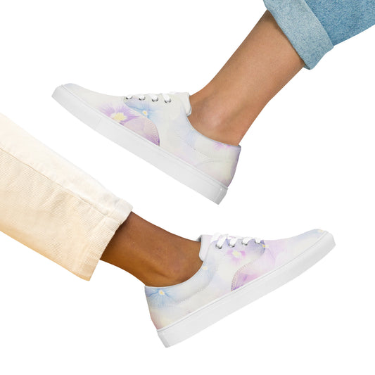 Women’s lace-up canvas shoes  | Violet Flowers Background | print your demand