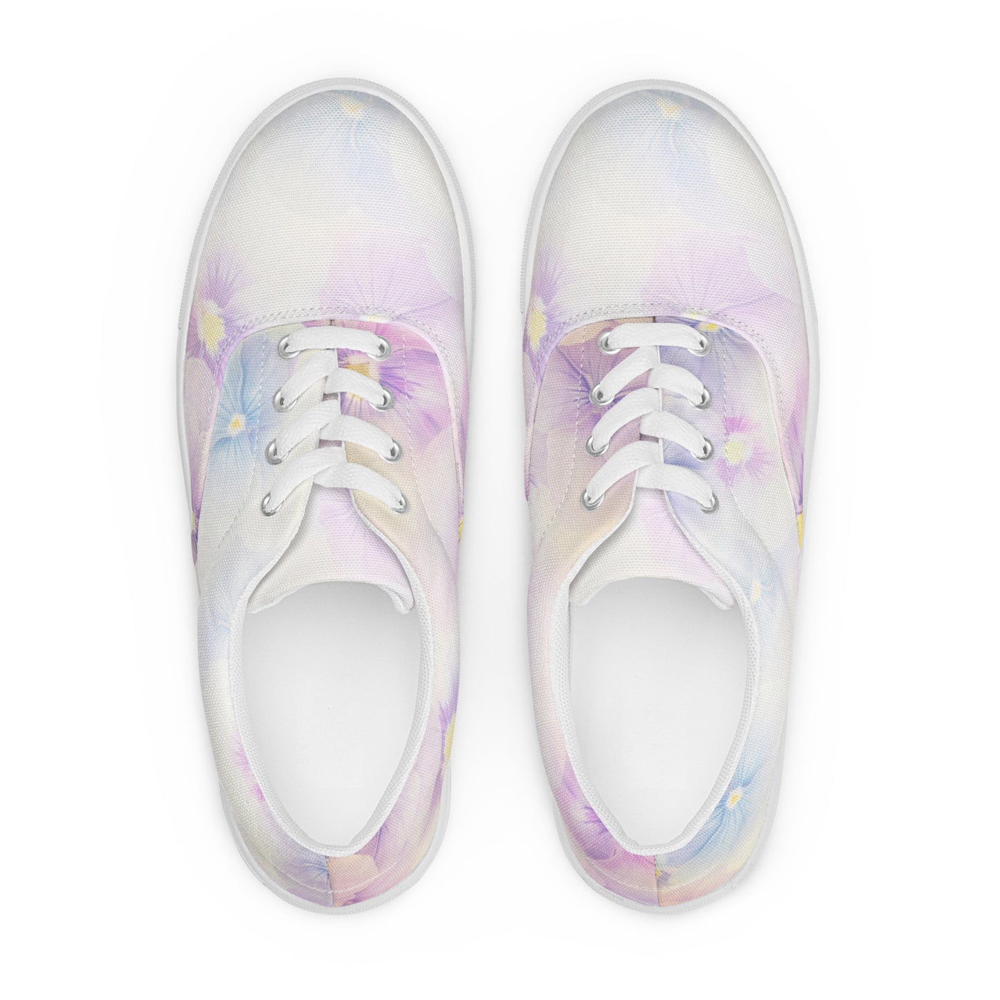 Women’s lace-up canvas shoes  | Violet Flowers Background | print your demand