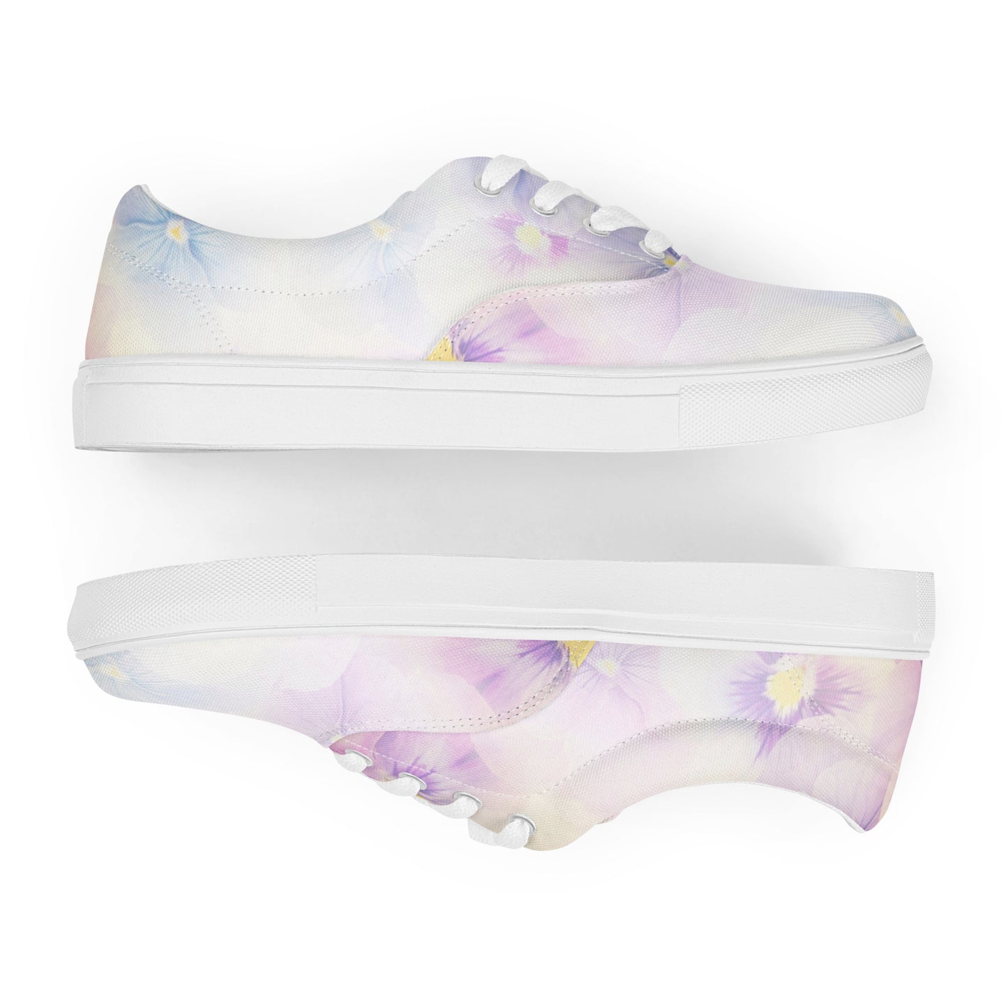 Women’s lace-up canvas shoes  | Violet Flowers Background | print your demand