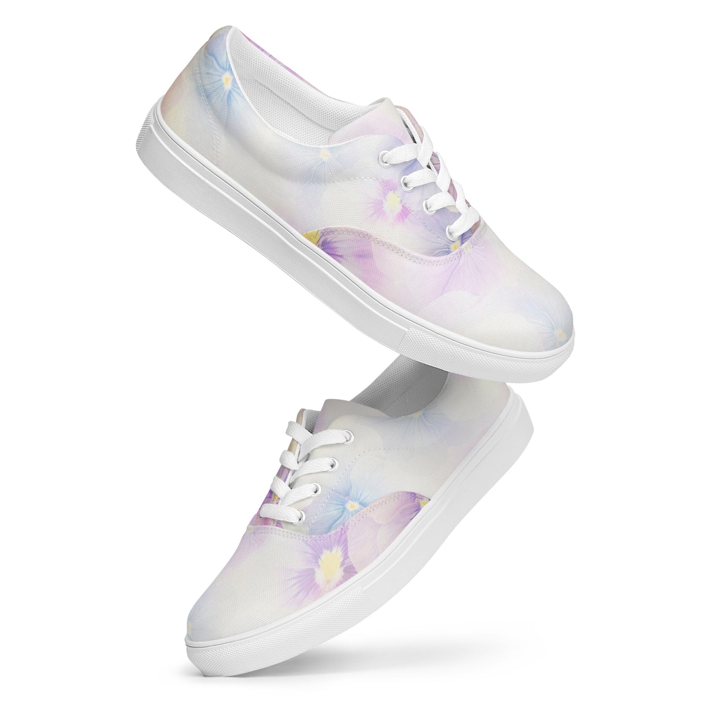 Women’s lace-up canvas shoes  | Violet Flowers Background | print your demand