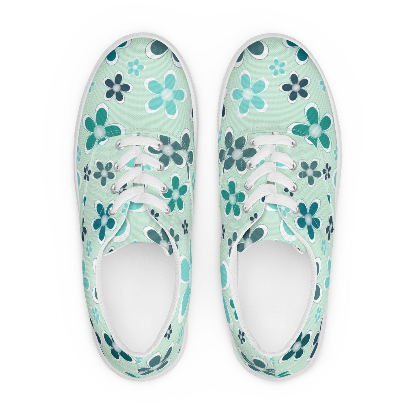 Women’s lace-up canvas shoes - Flower Pattern - print on demand