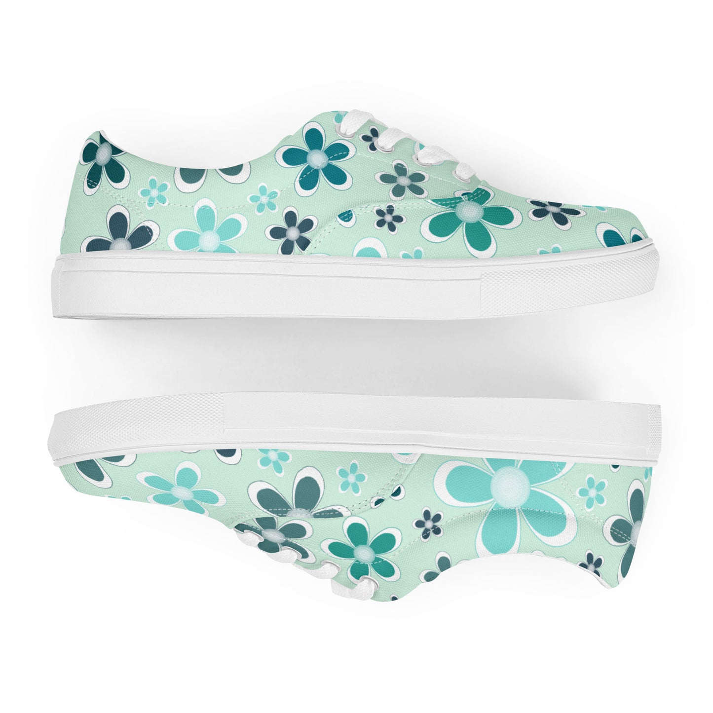 Women’s lace-up canvas shoes - Flower Pattern - print on demand