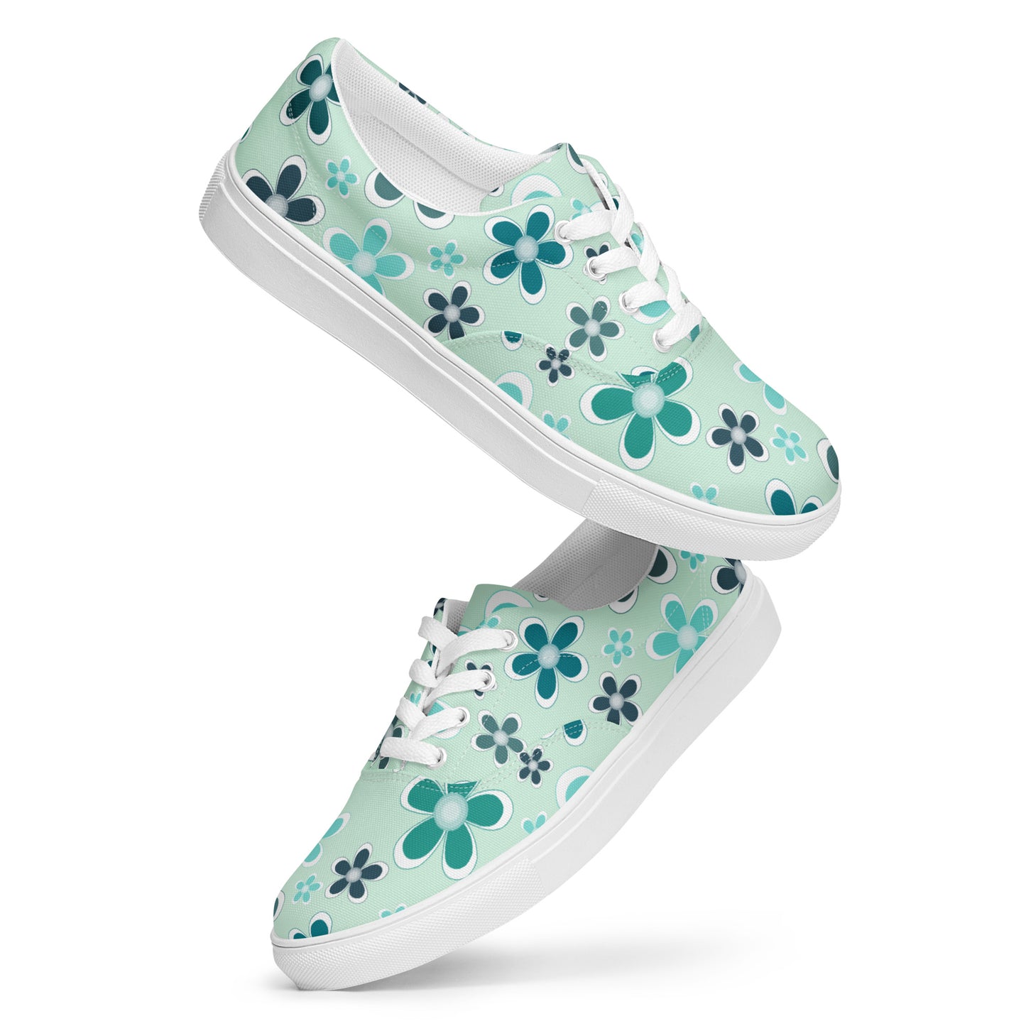 Women’s lace-up canvas shoes - Flower Pattern - print on demand