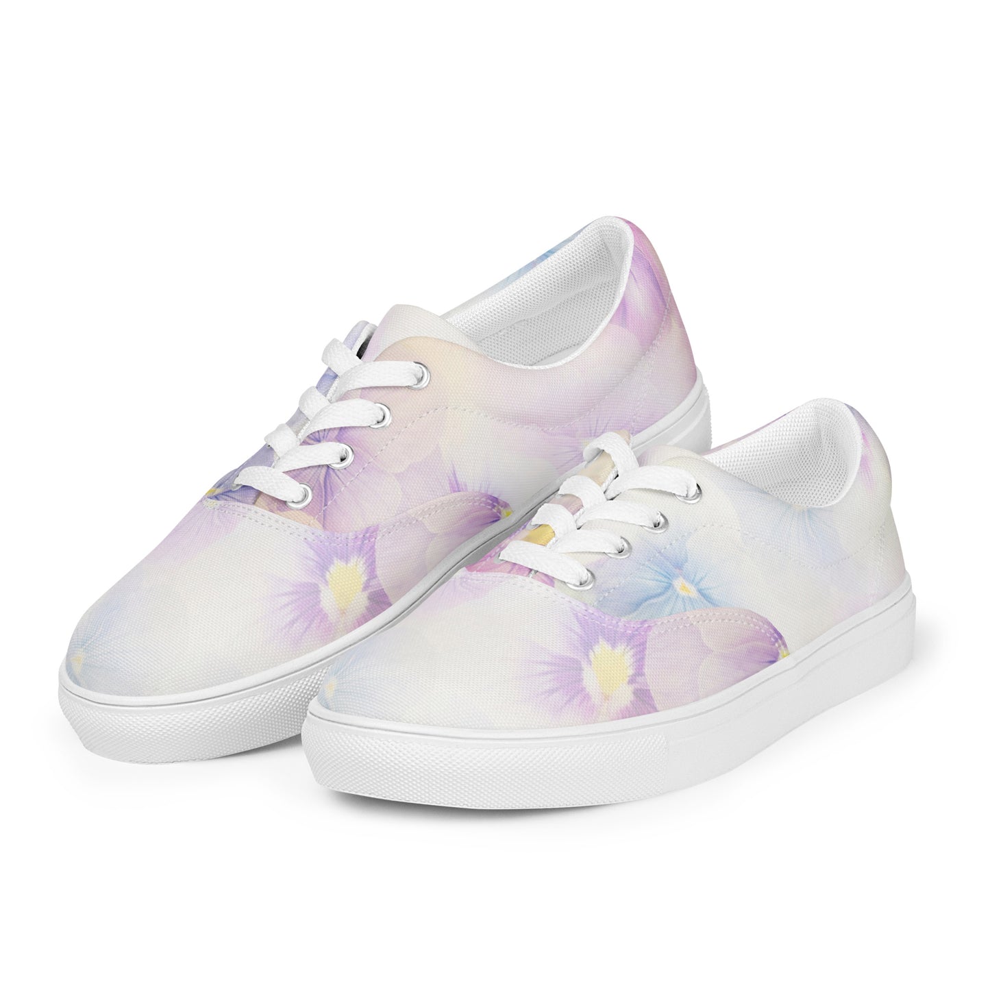 Women’s lace-up canvas shoes  | Violet Flowers Background | print your demand