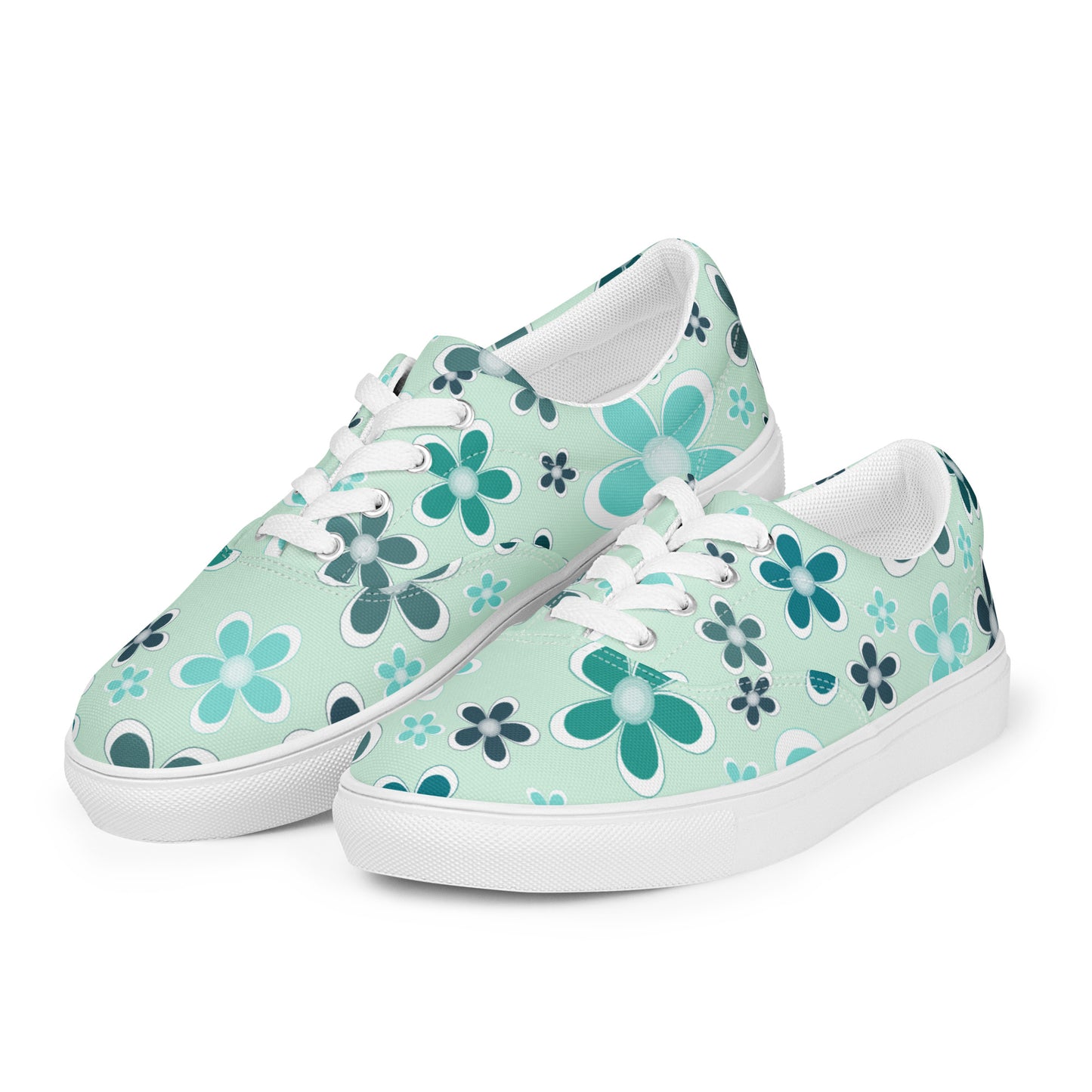 Women’s lace-up canvas shoes - Flower Pattern - print on demand