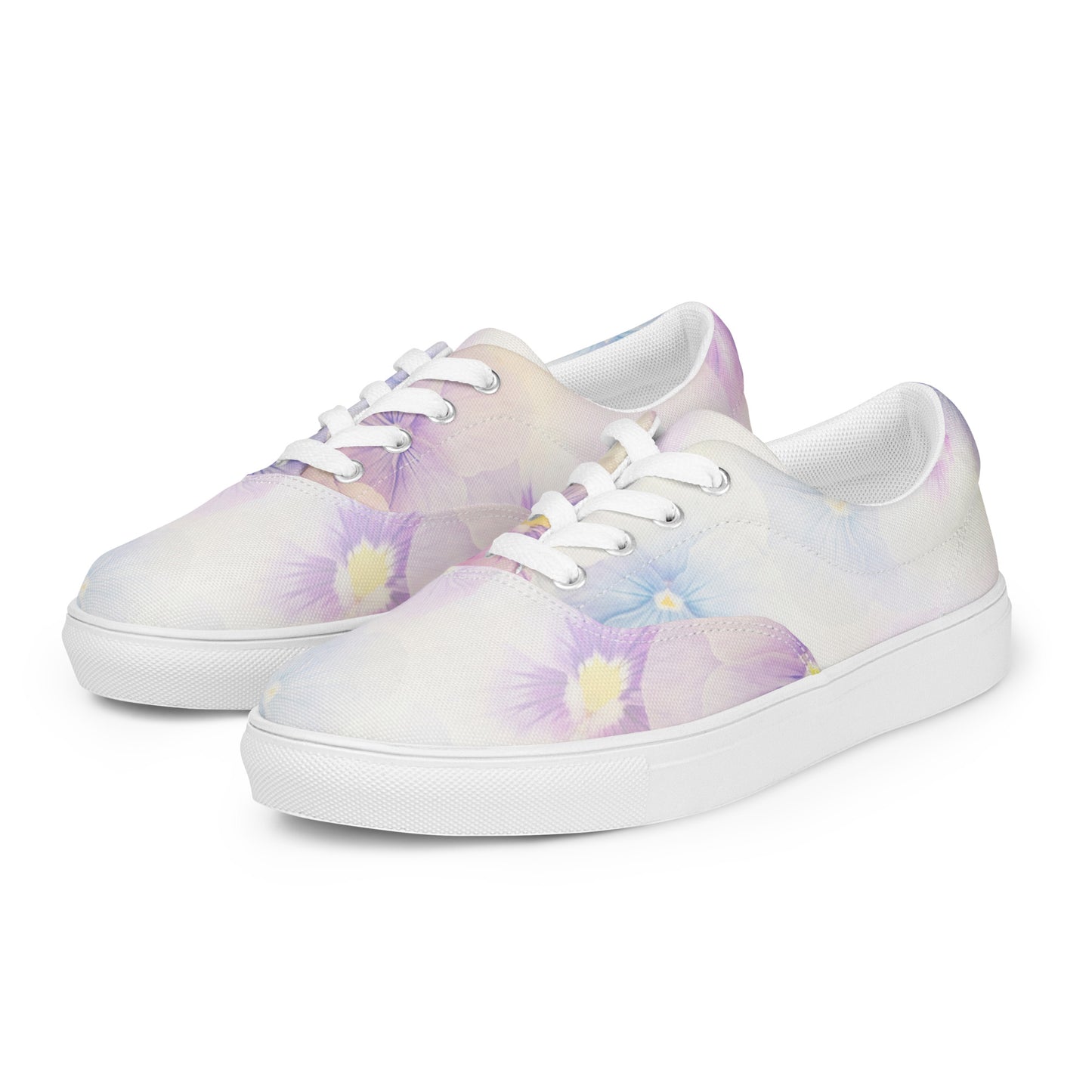 Women’s lace-up canvas shoes  | Violet Flowers Background | print your demand