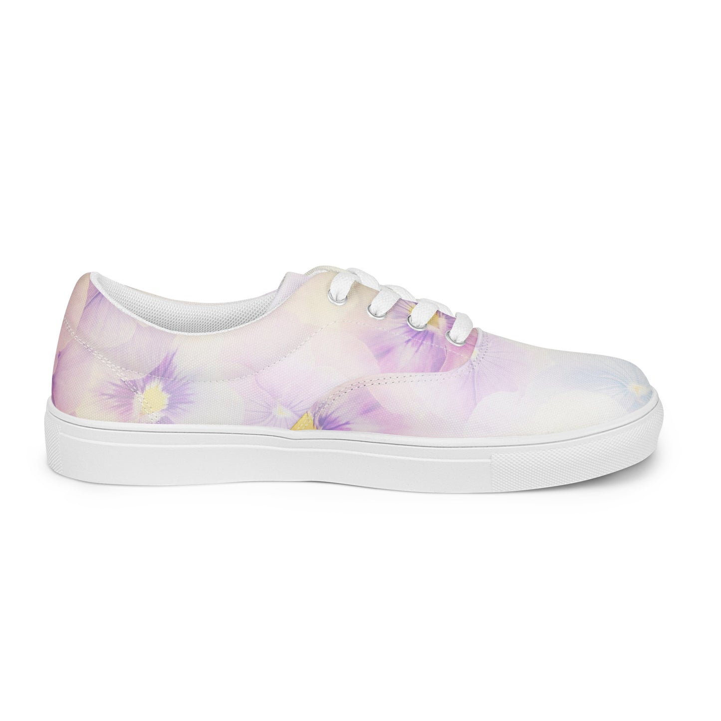 Women’s lace-up canvas shoes  | Violet Flowers Background | print your demand