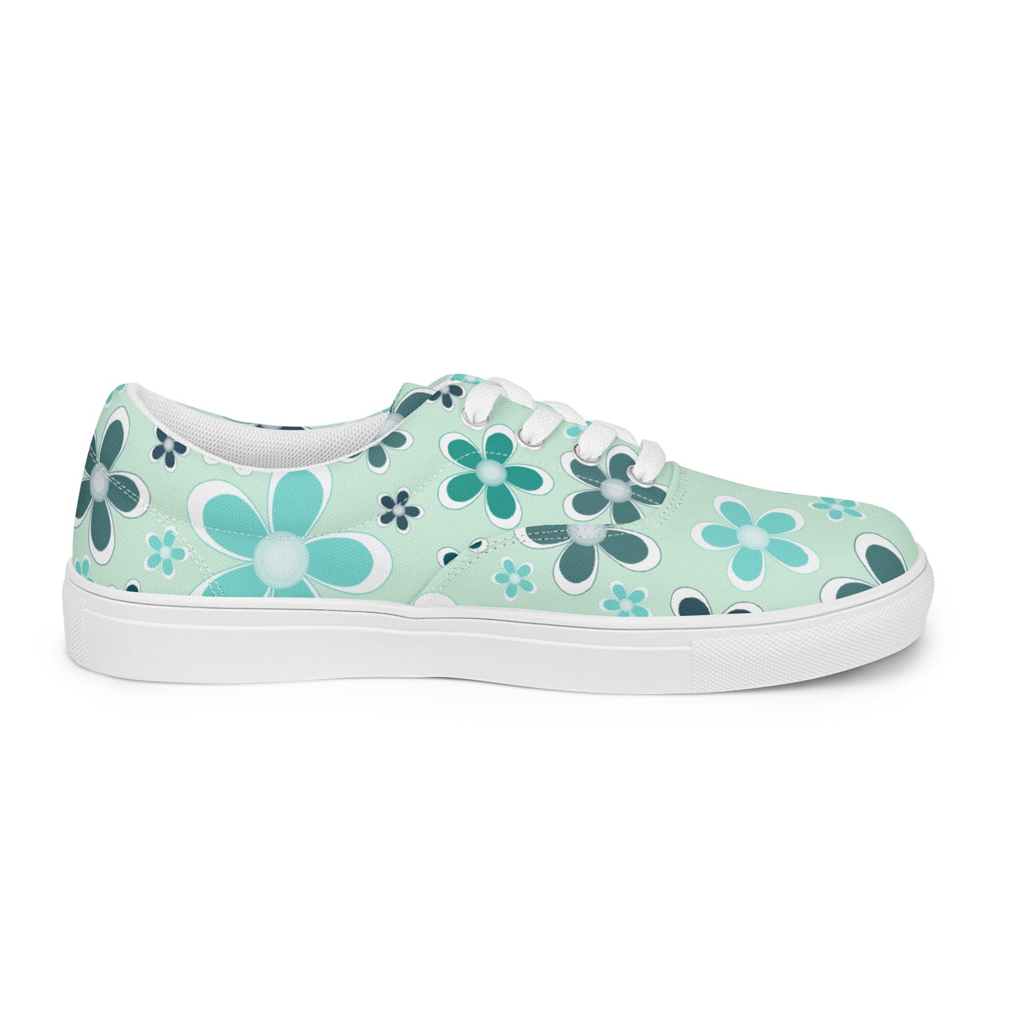 Women’s lace-up canvas shoes - Flower Pattern - print on demand