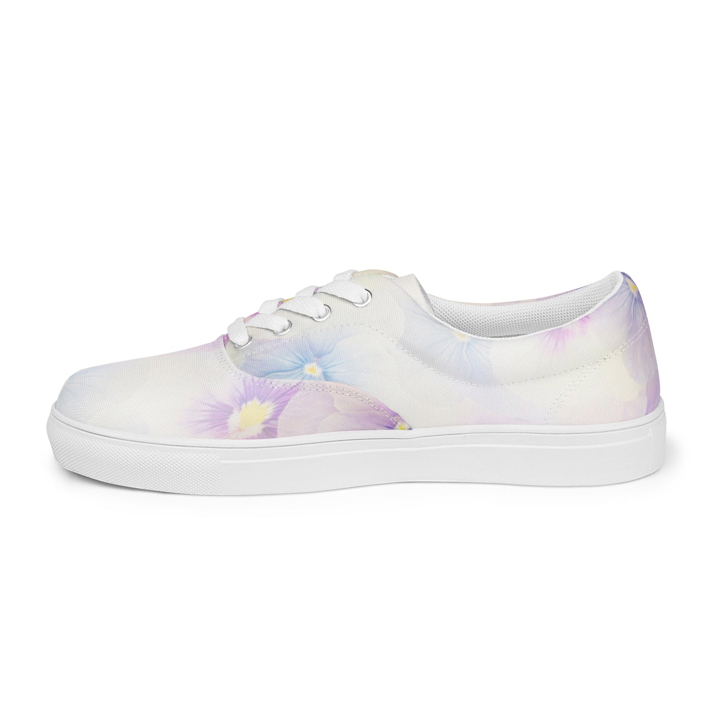 Women’s lace-up canvas shoes  | Violet Flowers Background | print your demand