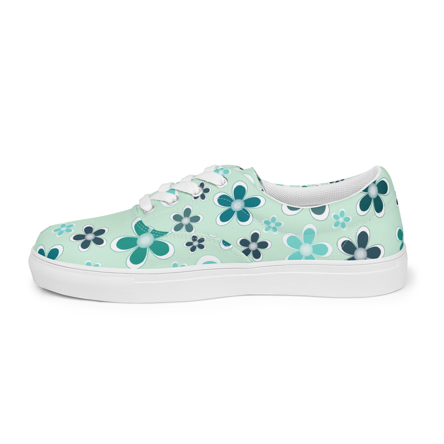 Women’s lace-up canvas shoes - Flower Pattern - print on demand