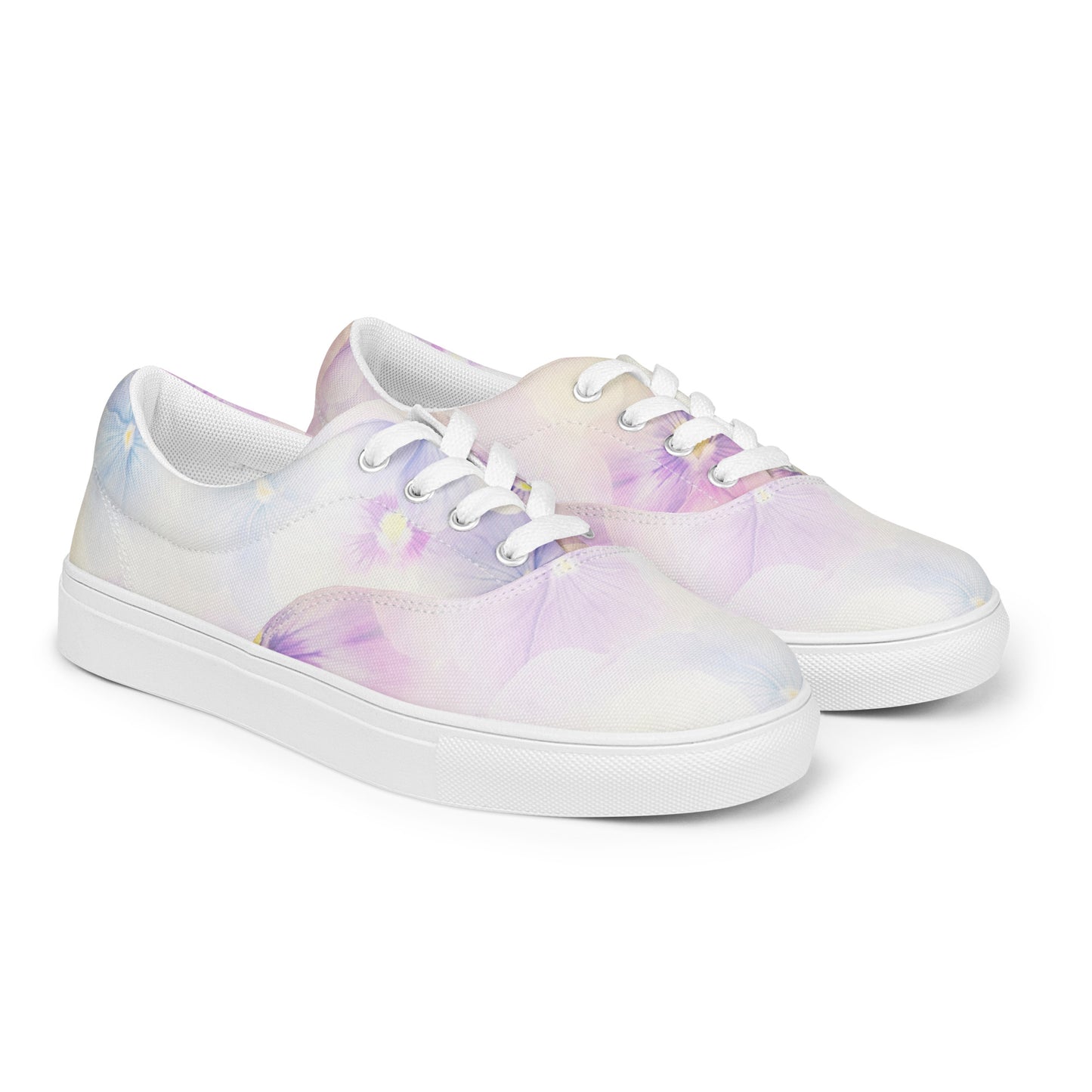 Women’s lace-up canvas shoes  | Violet Flowers Background | print your demand