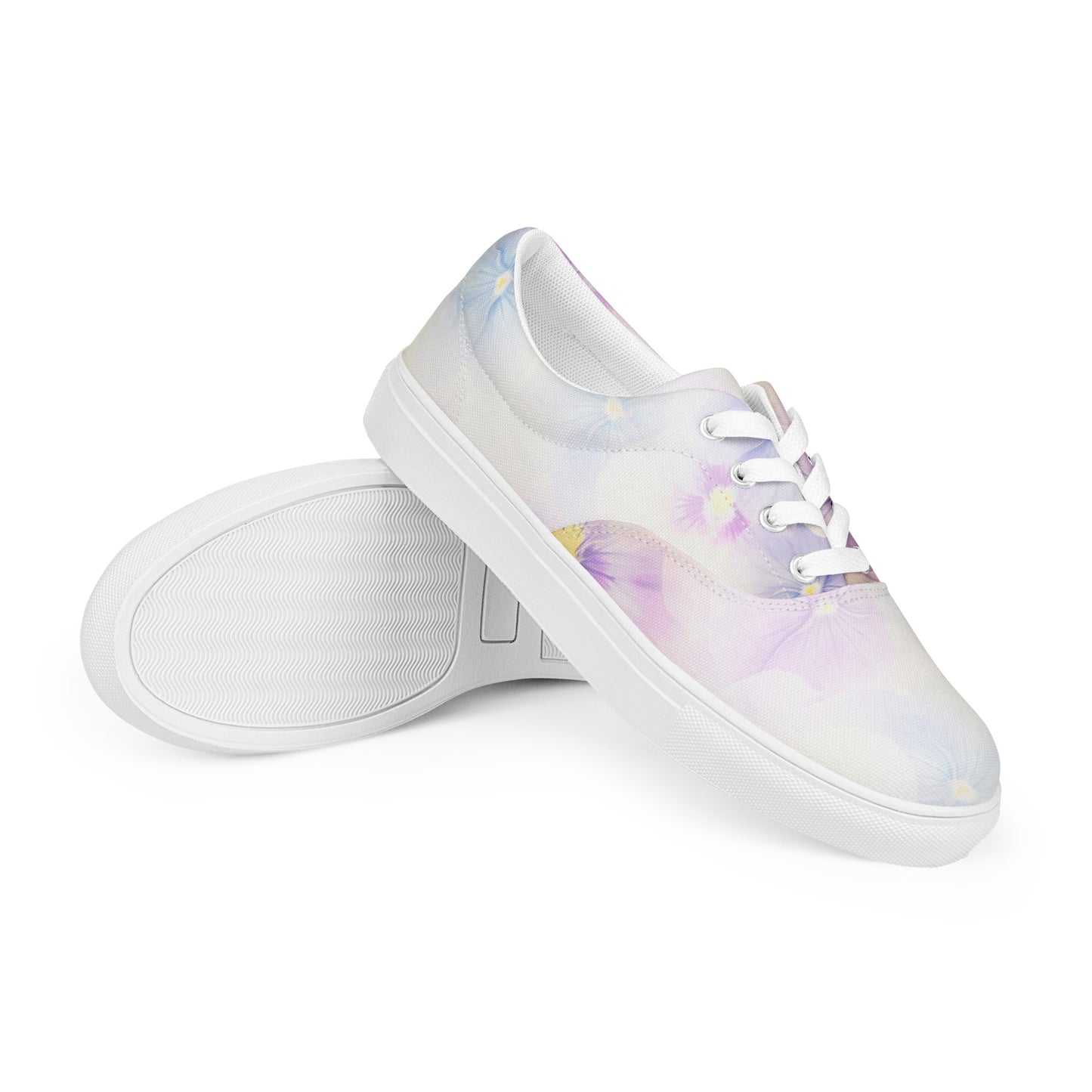 Women’s lace-up canvas shoes  | Violet Flowers Background | print your demand