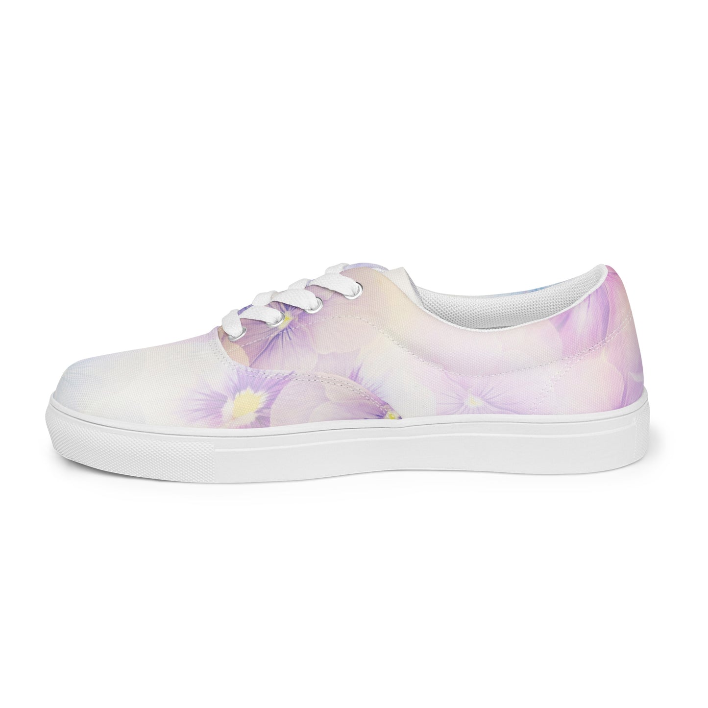 Women’s lace-up canvas shoes  | Violet Flowers Background | print your demand