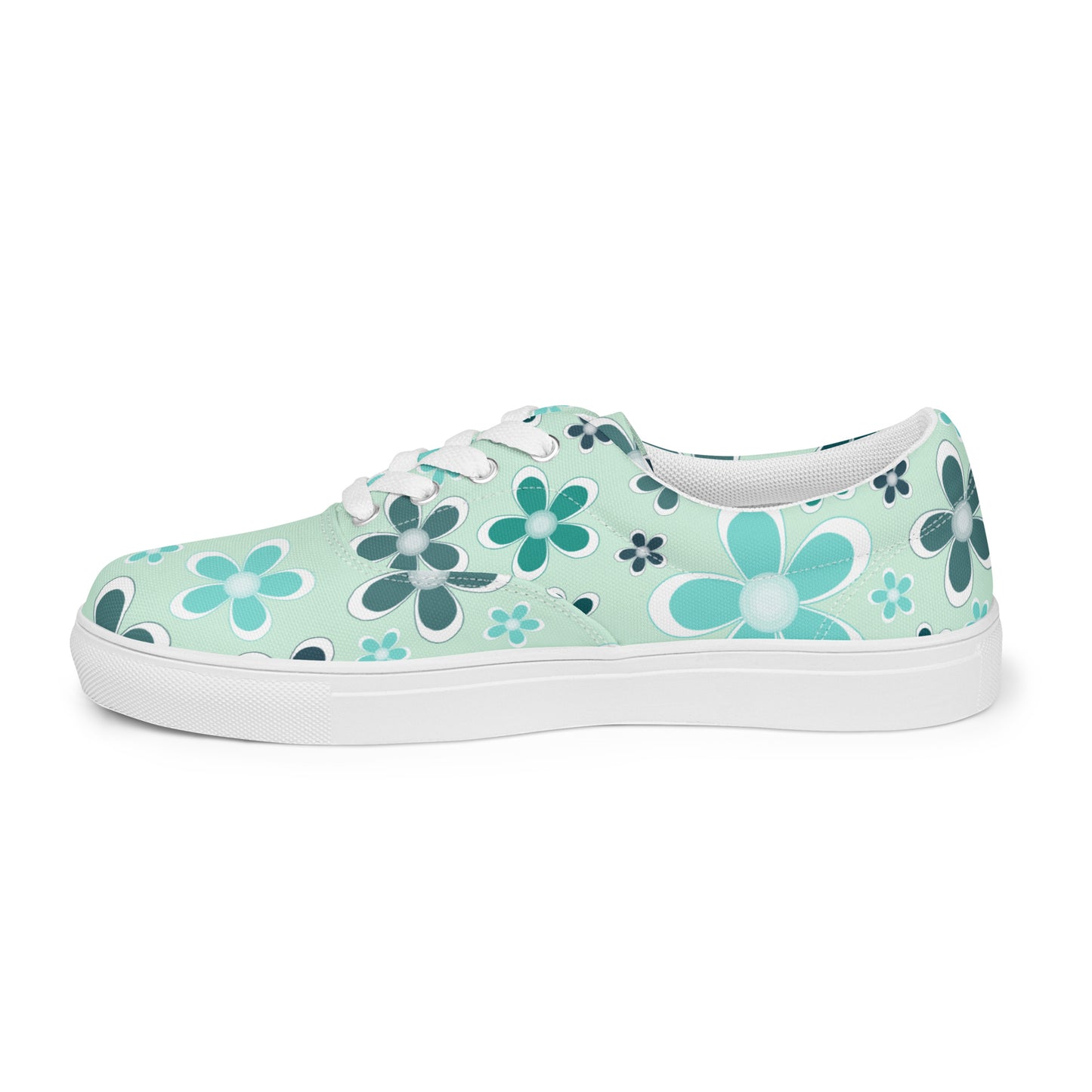 Women’s lace-up canvas shoes - Flower Pattern - print on demand