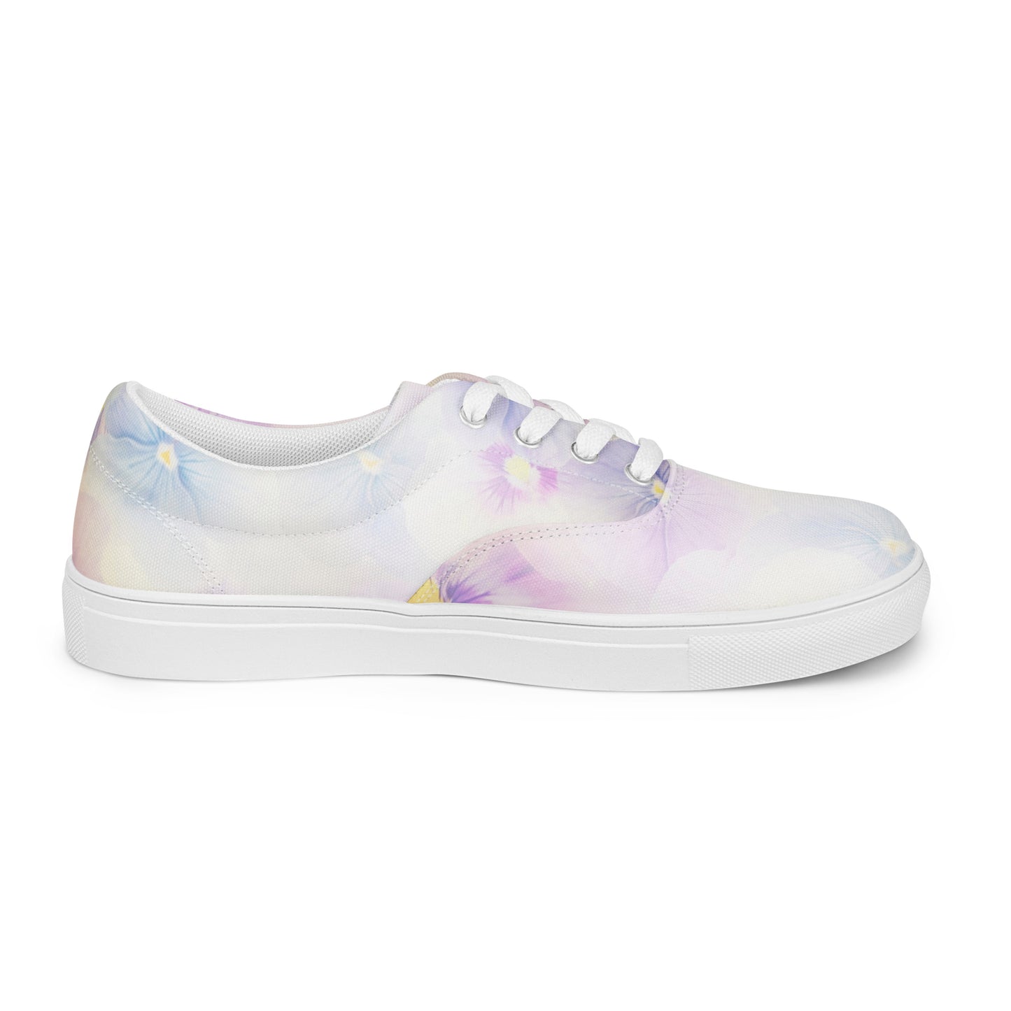 Women’s lace-up canvas shoes  | Violet Flowers Background | print your demand