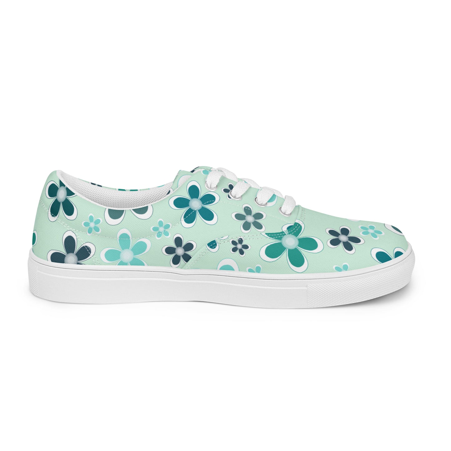 Women’s lace-up canvas shoes - Flower Pattern - print on demand