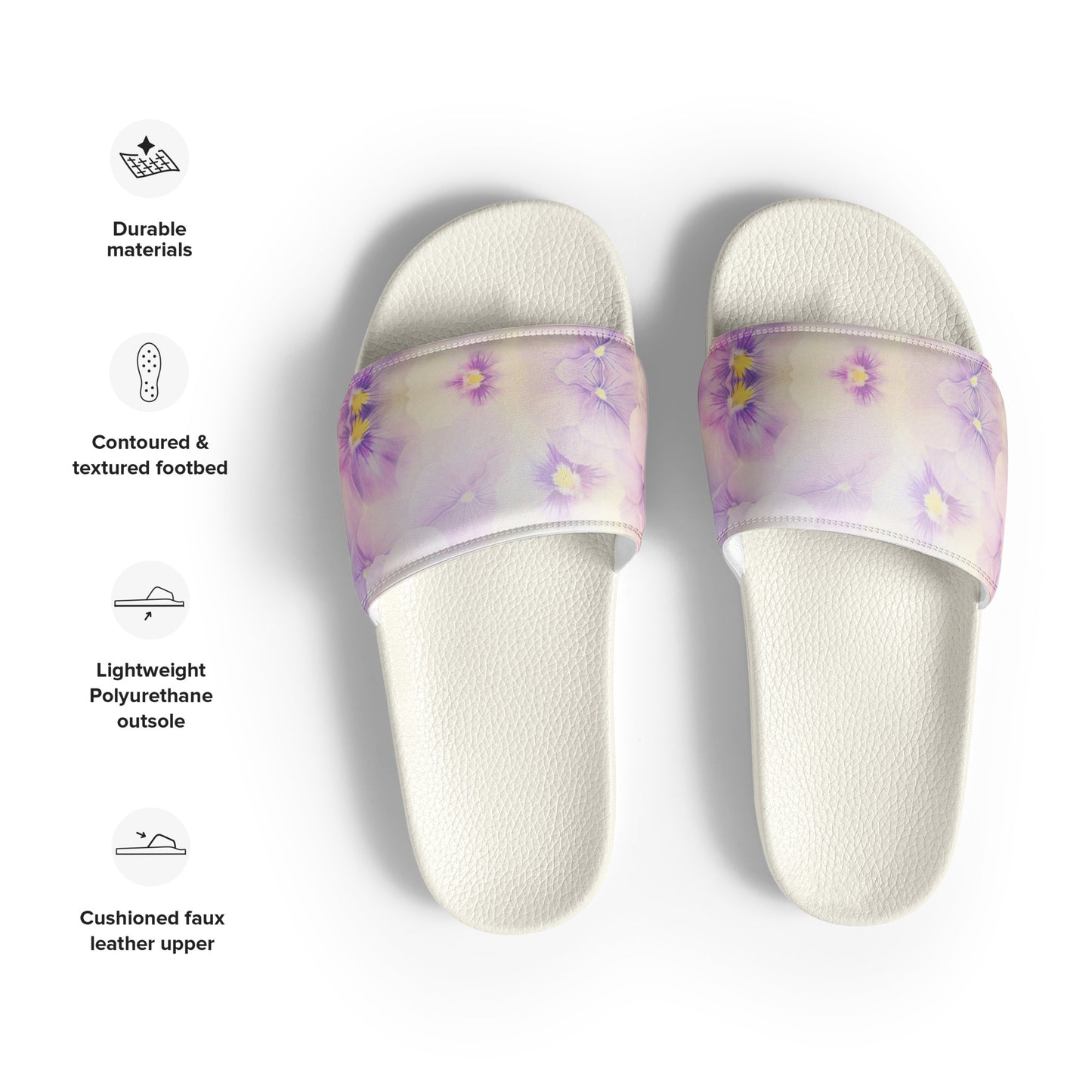 Women's slides  | Violet Flowers Background | print your demand
