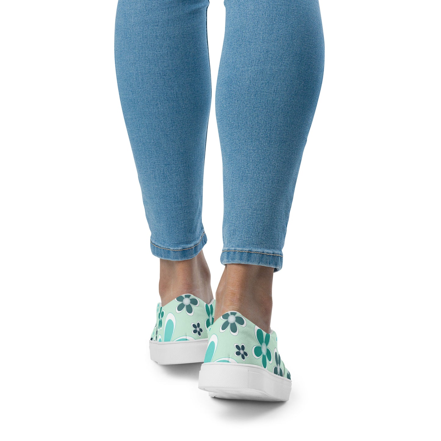 Women’s slip-on canvas shoes - Flower Pattern - print on demand