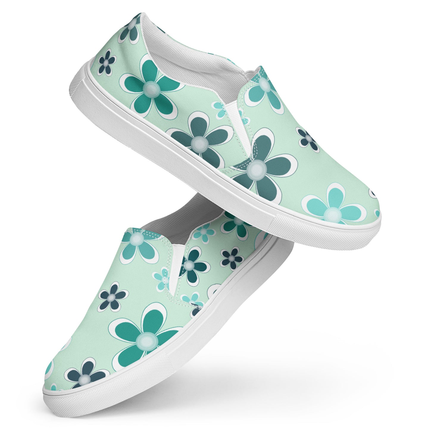 Women’s slip-on canvas shoes - Flower Pattern - print on demand