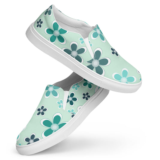 Women’s slip-on canvas shoes - Flower Pattern - print on demand