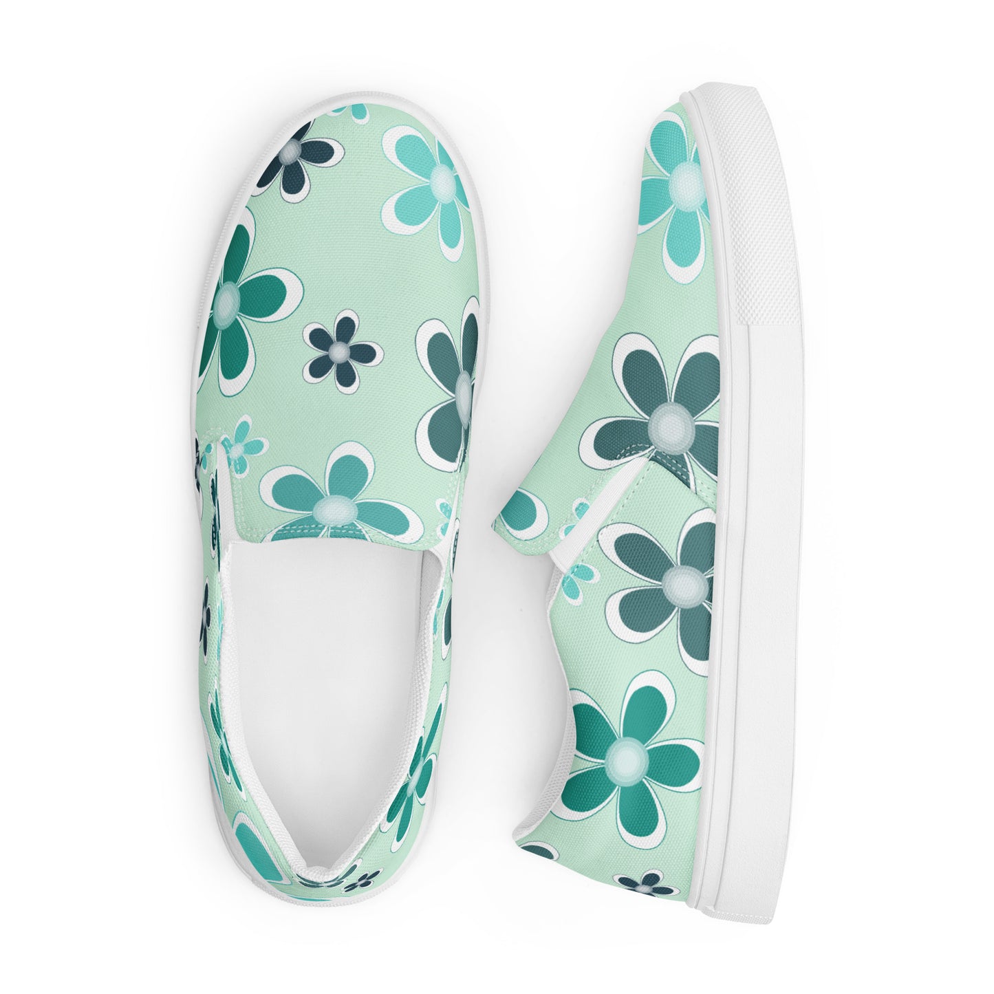 Women’s slip-on canvas shoes - Flower Pattern - print on demand