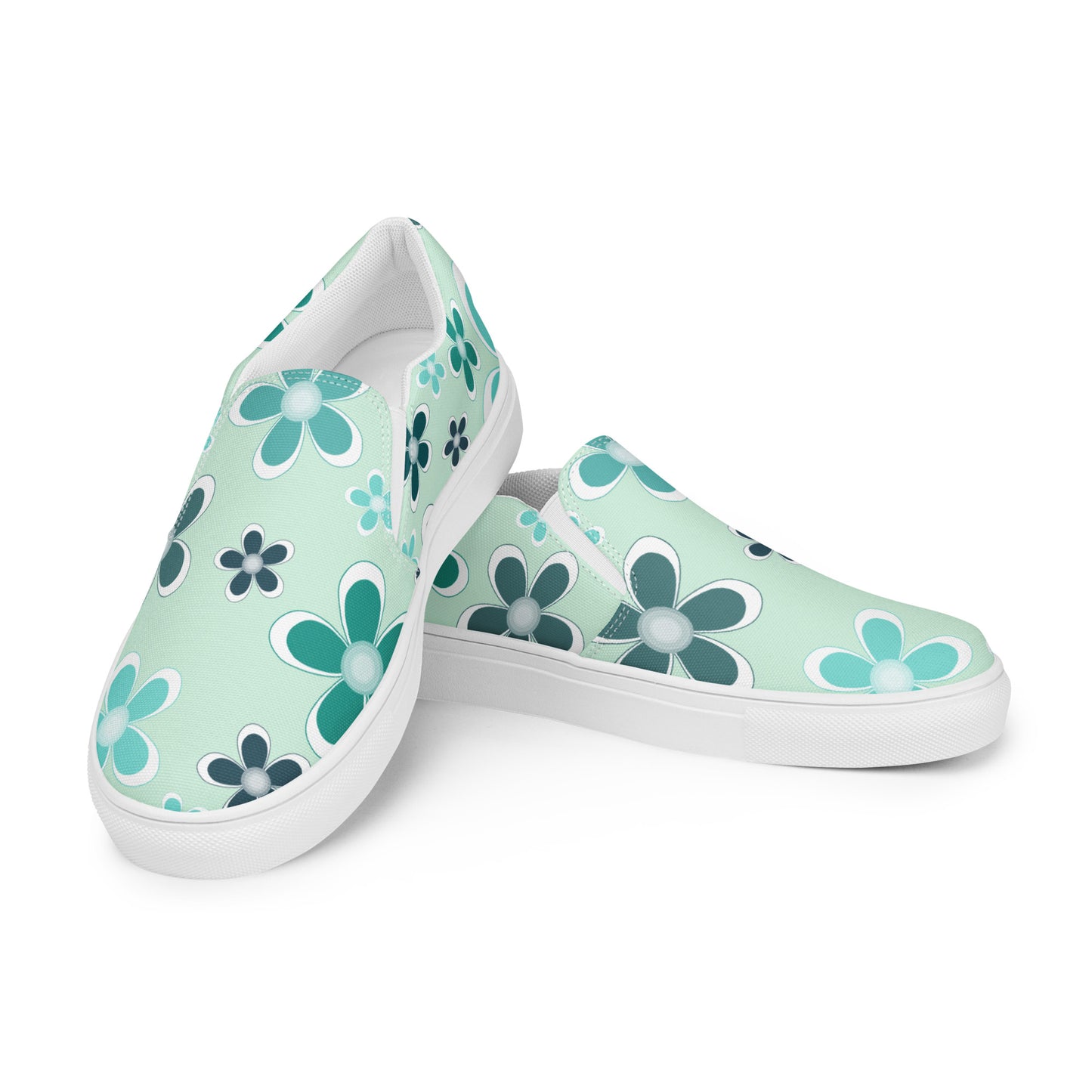 Women’s slip-on canvas shoes - Flower Pattern - print on demand