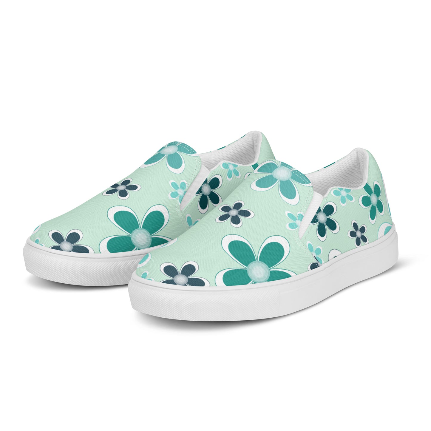 Women’s slip-on canvas shoes - Flower Pattern - print on demand