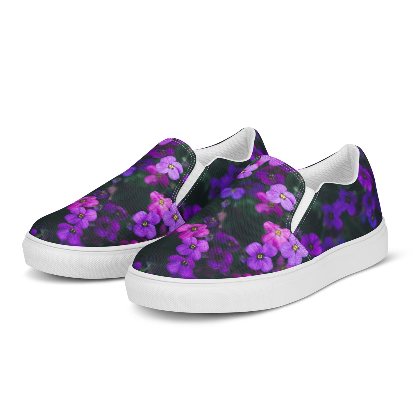 Women’s slip-on canvas shoes - flower design - print on demand