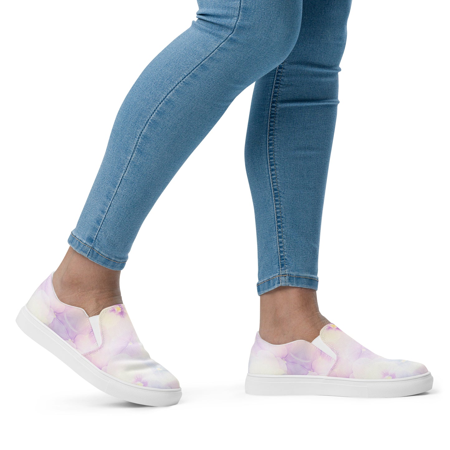 Women’s slip-on canvas shoes  | Violet Flowers Background | print your demand