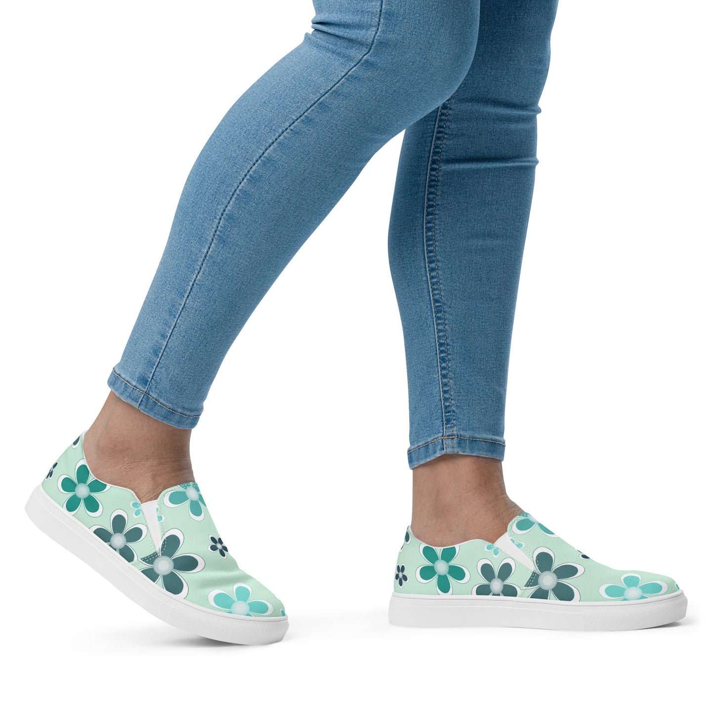 Women’s slip-on canvas shoes - Flower Pattern - print on demand